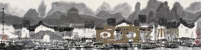 徐希 2003年作 湖上渔家 镜心 33×136cm